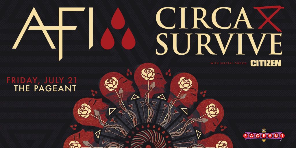 ThePageantSTL's tweet photo. TONIGHT!
@1057ThePoint Welcomes:
@AFI - 10:10PM
@CircaSurvive - 8:50PM
@CitizenMi - 8PM
Doors - 7PM
Get 🎟️ s: https://t.co/zCl3pxDjnQ https://t.co/aiCTvX45x6