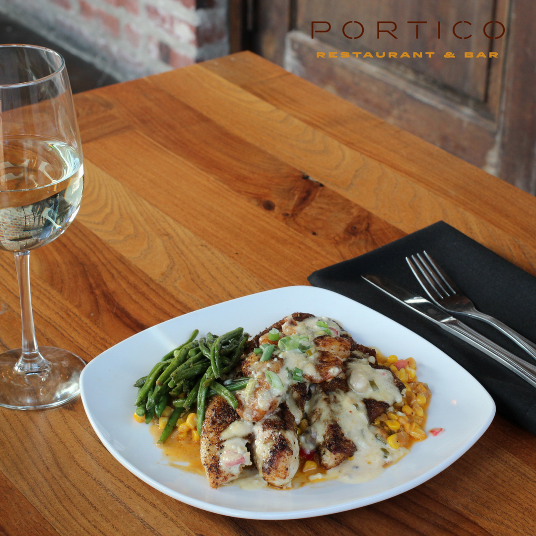 PorticoMonroe's tweet photo. Our Blackened Redfish pairs nicely with a crisp glass of white wine and a Friday evening.  #TGIF #porticomonroe #monroeeats https://t.co/4nyssFaElS