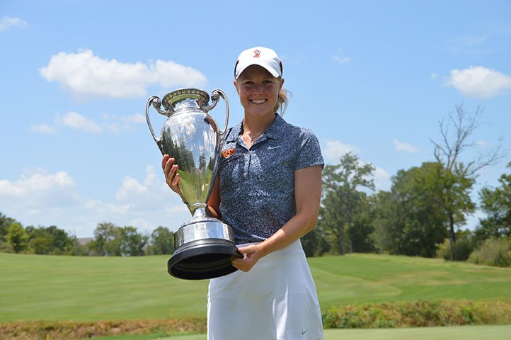 TGAWomensGolf's tweet photo. .@OSUcowgirlgolf sr @maddiekmccrary wins the 96th #WTGAStateAm 2 and 1 over @UHCougarWGolf sr @andersen_allie: https://t.co/8UkgBVxWSh https://t.co/xDgn0nMjNi