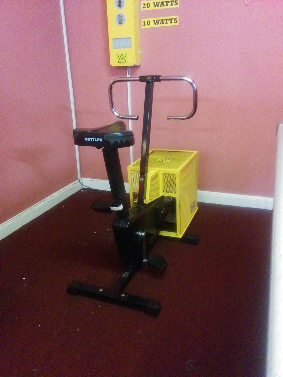offgridmatt's tweet photo. Just re-vamped a pedal powered DVD I built after 4 years of everyday young person use. Only slight bearing wear and a broken AV cable... https://t.co/8q4VWUvhwD