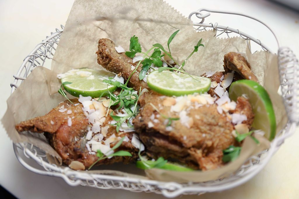 Featured here is our special Fried Chicken with green curry &amp; kaffir lime powder. Book now on Opentable.com. (📷 IG: hotel_hopping)