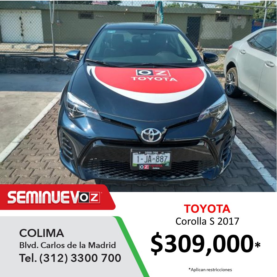 seminuevoz's tweet photo. Te verás genial manejando este #CorollaS 2017 de transmisión automática. !Compra a la segura con Grupo OZ! #Seminuevo #Toyota #AutoEnVenta https://t.co/gUCC5SPeBu