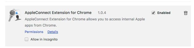 Well, this just installed itself in Chrome. #AppleConnect https://t.co/osl0OQLvzW<a href="/tag/appleconnect"class="tags">#AppleConnect</a>