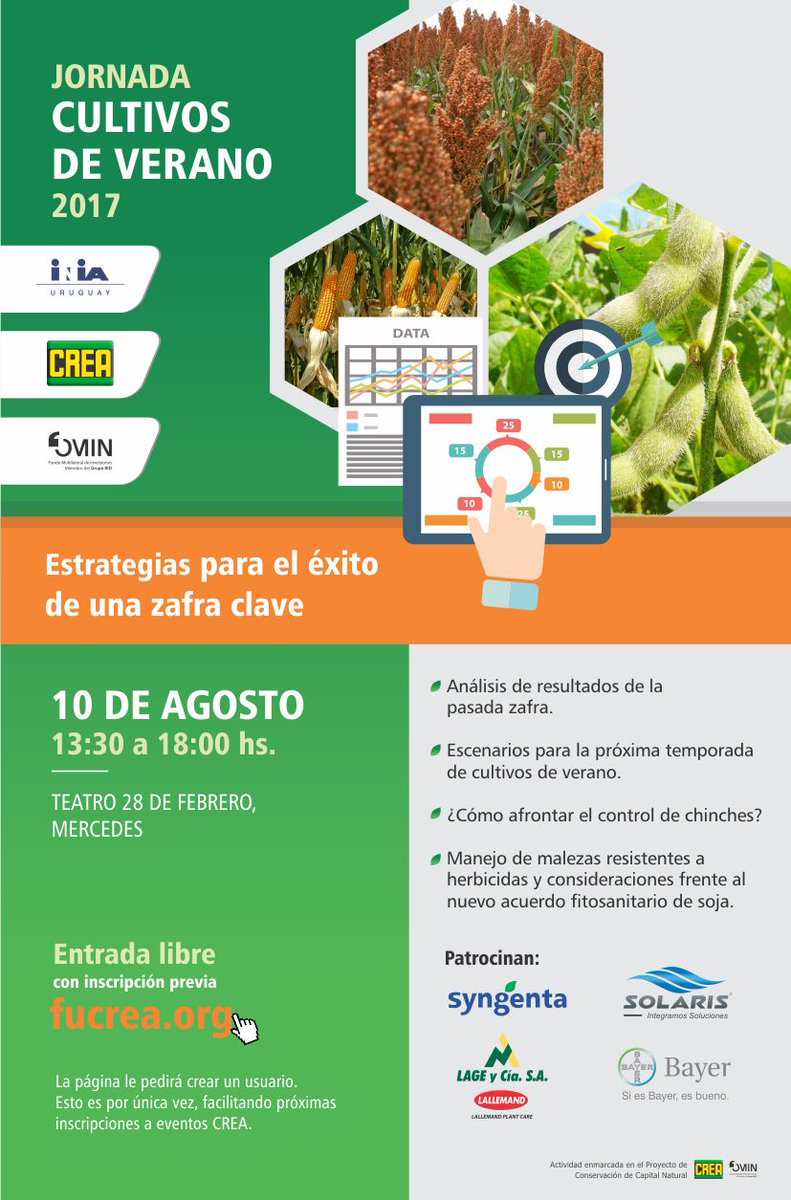 #CultivosdeVerano apostando a una nueva jornada con aportes sustanciales a la zafra de verano. Inscribite en fucrea.org