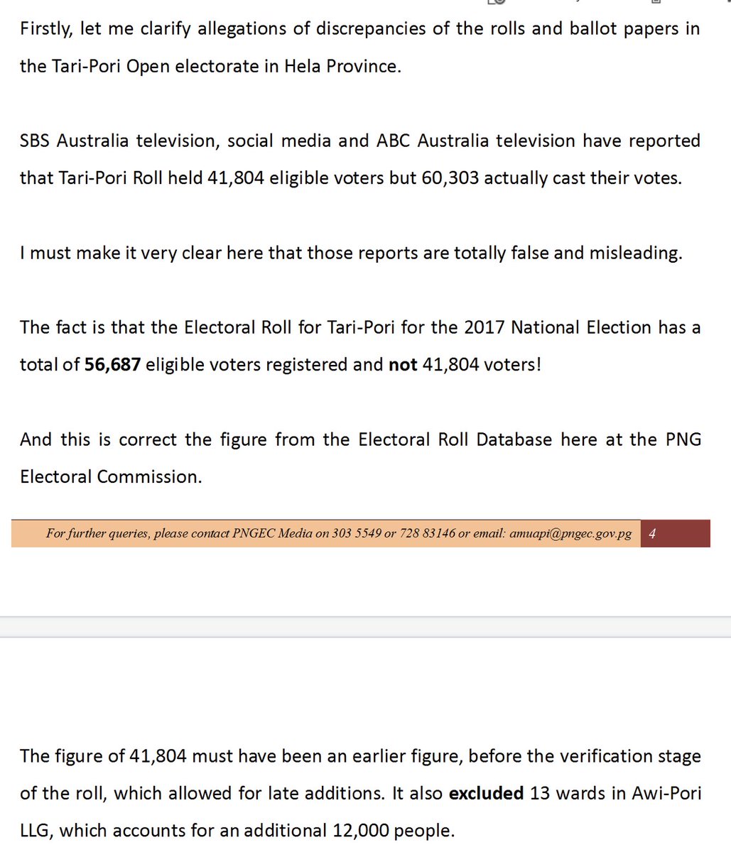 StefArmbruster's tweet photo. #PNG election: Gamato says SBS and ABC "false and misleading" on Tari. Note EC's figures given to international observers dated 4 June 2017 https://t.co/TGDjekE5LH
