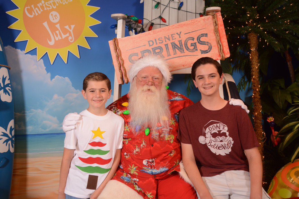 sunshinebrandy's tweet photo. Summertime + Santa = 😀@disneysprings #christmasinjuly #santa #mooreboys💙 https://t.co/UR1kKn8hEl