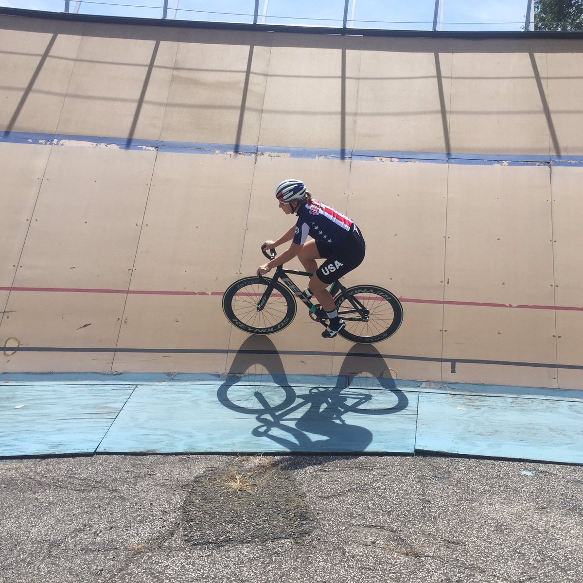 CLEVelodrome's tweet photo. So happy to have @SarahHammer join us today during her warmup for @bikeVeloSano! Watch out @TeamSpinOhio &amp; @TeamVeloFemme #cycling #velosano https://t.co/Qqqi19kEZ5