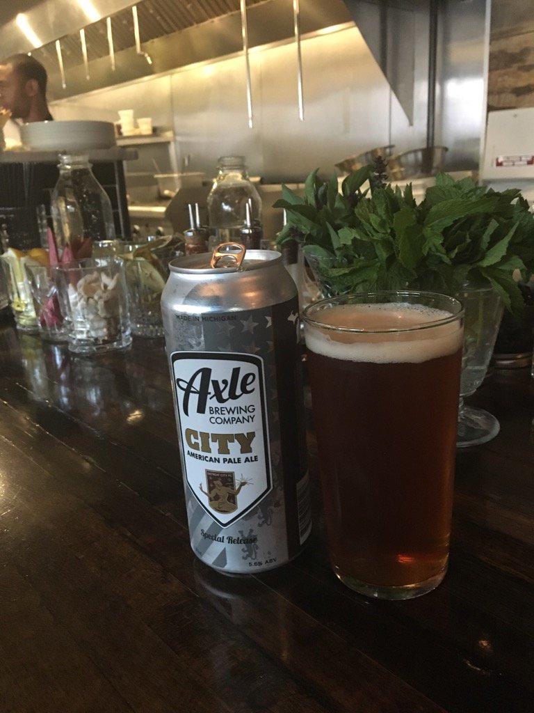 alanmcginty's tweet photo. Escaping the heat to enjoy a terrific local Axle Pale Ale at cool &amp; lively Grey Ghost bar/grill in Midtown Detroit https://t.co/nR72clRBwW