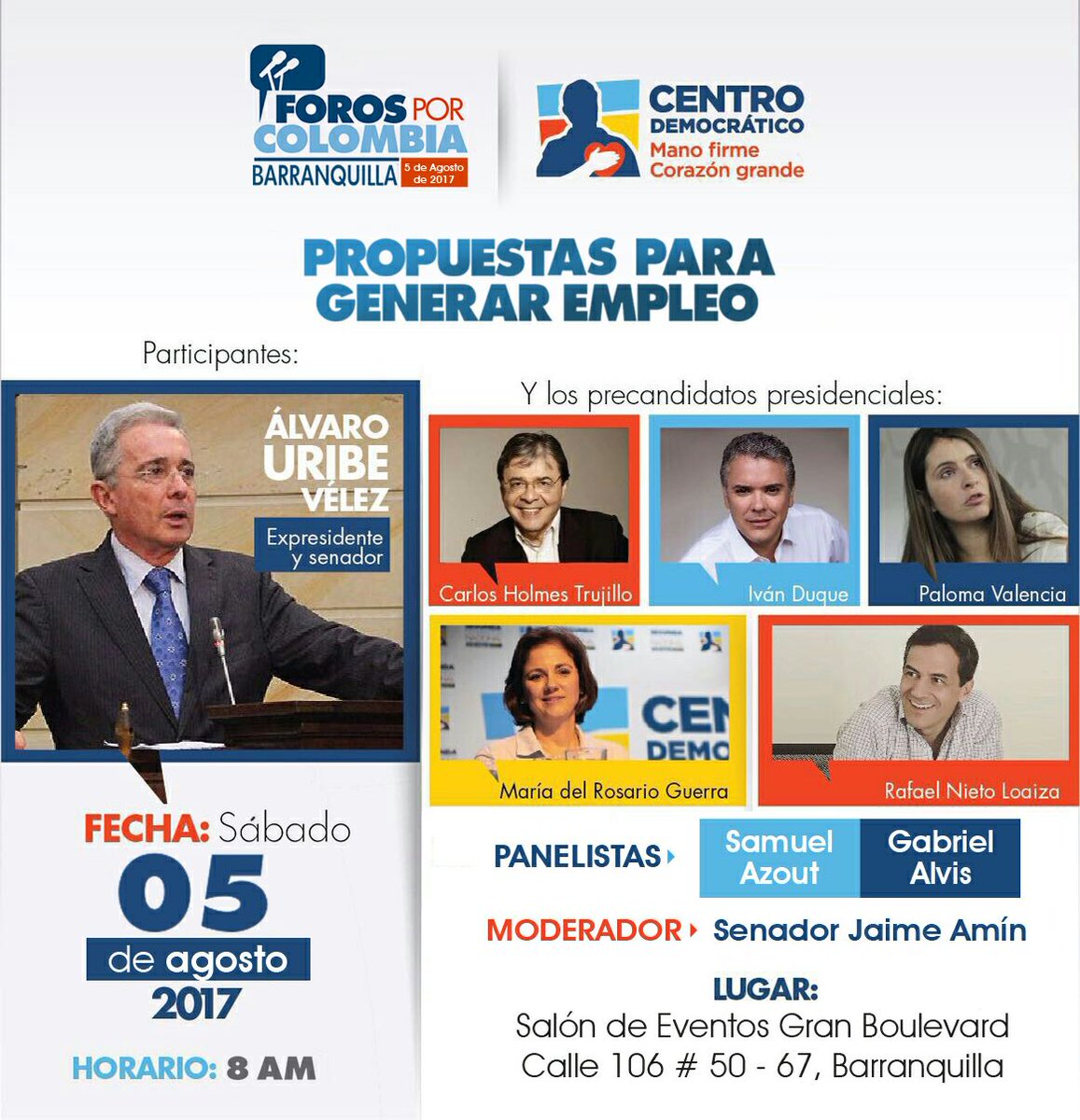 CeDemocraticoAt's tweet photo. Foros "Centro democrático por Colombia" en Barranquilla.
No te lo pierdas, confirma asistensia y acompañanos! https://t.co/cEQUElGyQQ