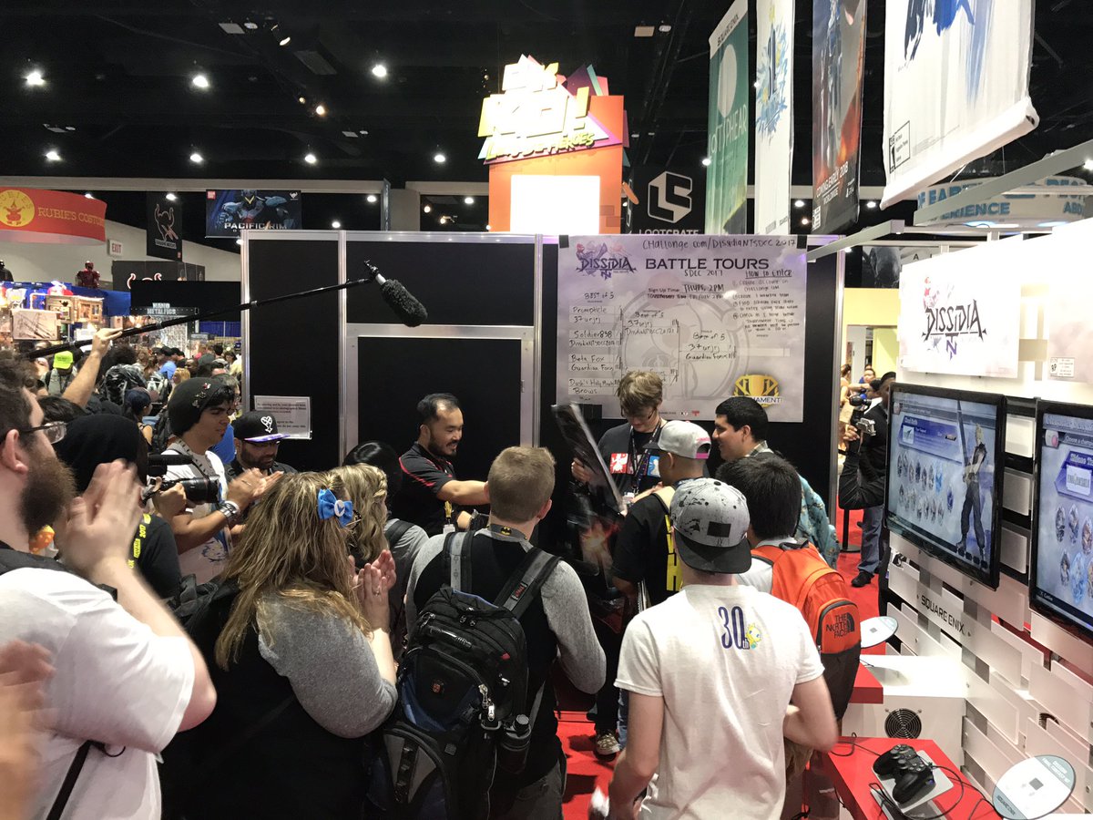FinalFantasy's tweet photo. Mad props to "Guardian Forces" our #SDCC2017 Battle Tournament Champions! ๐ฅ๐ฅ๐ฅJoin our final tournament tomorrow!!! #Dissidia #FF30throwdown https://t.co/TrGpVFVcT4