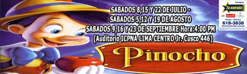 TuEntrada_Peru's tweet photo. Quimera Producciones presenta: PINOCHO, obra teatral para toda la familia, en el Teatro del ICPNA del centro de Lima. https://t.co/2vhAXnclSb