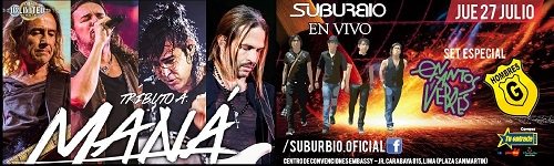TuEntrada_Peru's tweet photo. TRIBUTO A MANÁ
+ Hombres G y Enanitos Verdes
(Suburbio en vivo)
📅 Jueves 27 de julio de 2017
🕙 10:00 pm
📍Centro de Convenciones Embassy https://t.co/smjvEM1aeZ