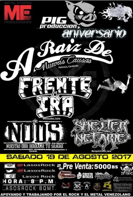 CrestaMetalica's tweet photo. #19Ago | @LasosRock | #HardCoreMetalExtremo | @PigProduccion | @MetalEterno | 8pm | #Barquisimeto https://t.co/XrRSFbPBgy