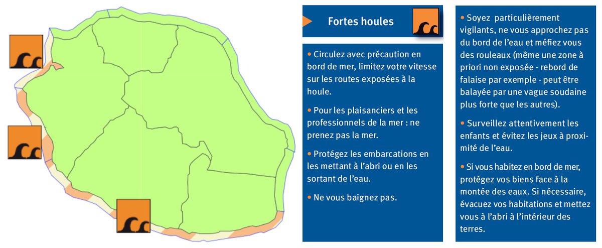 Prefet974's tweet photo. ⚠️[VIGILANCE FORTE HOULE] 2nd train de houle + important et + puissant  attendu aujourd'hui et demain Sud et Ouest https://t.co/bf9yqtM58L https://t.co/cuRZkOhEtD