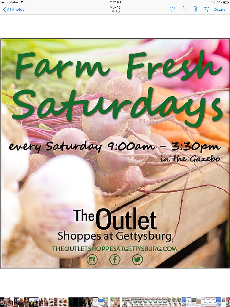 OutletGburg's tweet photo. #FarmFreshSaturdays 9-3:30 in the gazebo 👩‍🌾👨‍🌾 #farmersmarket #gettysburg #gettysburgpa #gettysburgoutlets #farmers #vegetables #fruit https://t.co/09OhUbZktE