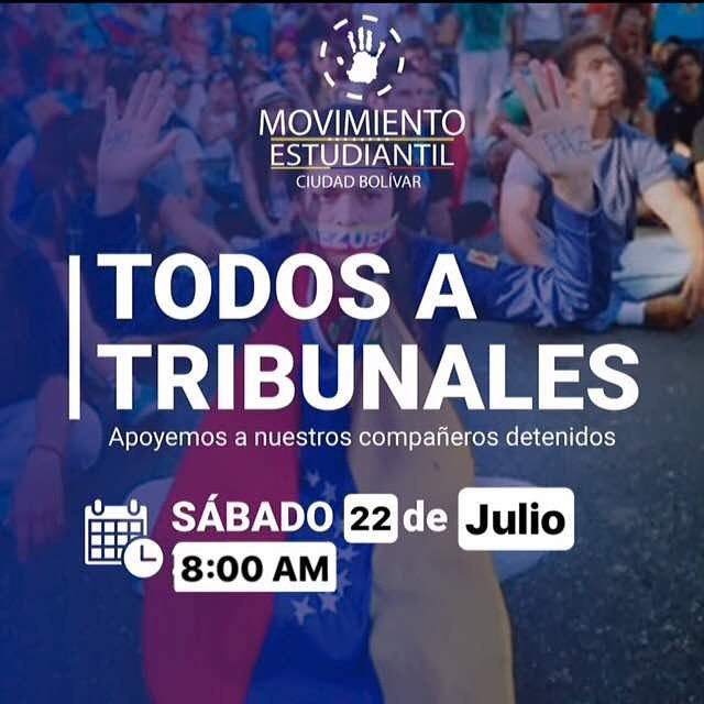 RonielFarias's tweet photo. #CiudadBolivar Mañana 8 Am en Tribunales en apoyo a nuestros Jovenes a exigir su Libertad.
#LiberenACarlos
#LiberenADavid
#LiberenAYolbin https://t.co/dSHmRbe8gv