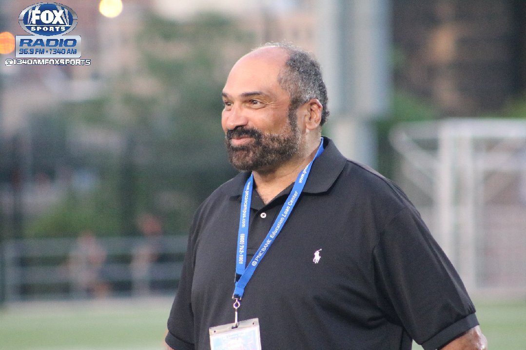 1340AMFOXSports's tweet photo. .@steelers legend Franco Harris shows his support as he & his @pghpassionFB play host of @WFAfootball WBowl 2 Championship weekend https://t.co/WAdYCkOvCD