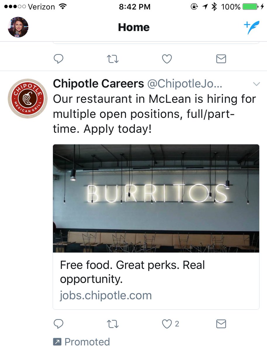 CatherineBogart's tweet photo. I'm not even the slightest bit surprised this popped up in my newsfeed #chipotleaddict https://t.co/N9P8bOTueU
