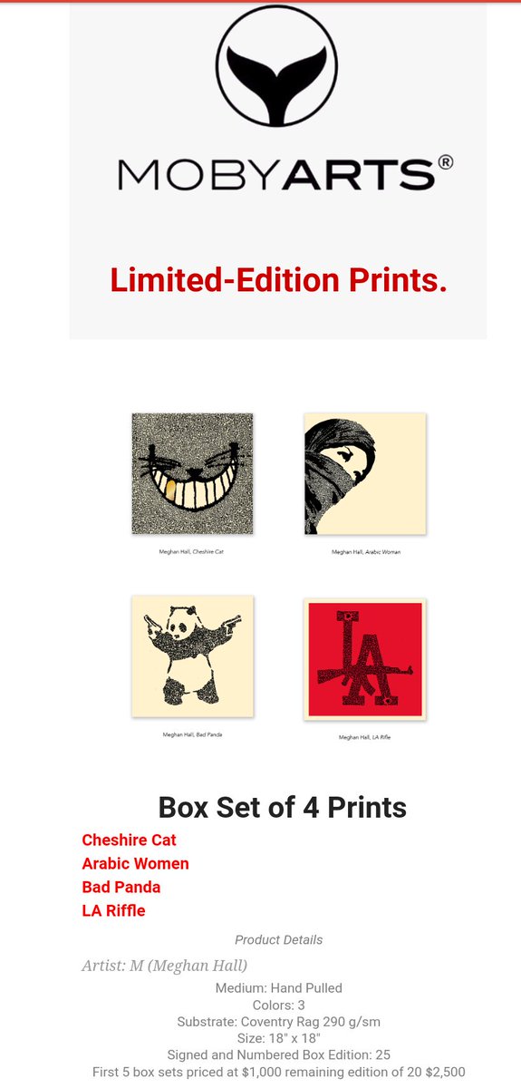 Artists4Trauma's tweet photo. #MOBYARTS has an amazing limited edition 4-print-box-set for sale. MOBY ARTS print release will be benefiting #AFT
https://t.co/Aq2HgHiEzr https://t.co/eZ97cF33Uk