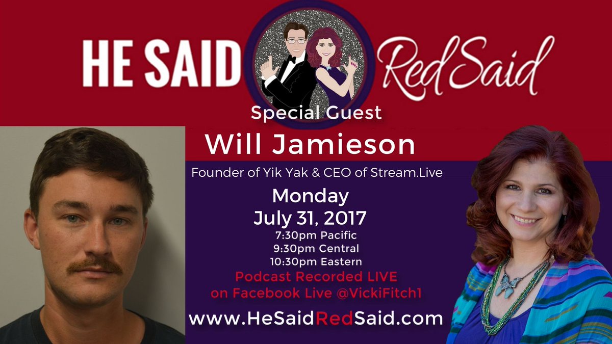 HeSaidRedSaid's tweet photo. Hey guys! July 31 on FB LIVE for @HeSaidRedSaid @Vicki_Fitch with @Willjamieson93. Don't miss it!
https://t.co/e8tFSY0h4n https://t.co/rnfcADI5Xi
