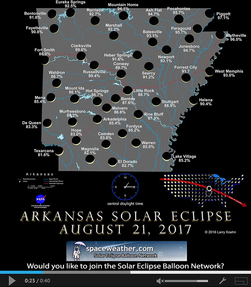 PatWalkerWX's tweet photo. Just one month from a once in a lifetime event. #SolarEclipse2017 While it will not be 100% in AR, it will be significant. Best in Piggot. https://t.co/Q1r51FgU6x