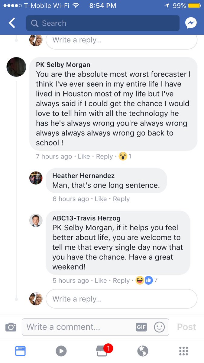 dmelendez95's tweet photo. @TravisABC13 just savage to the trolls. 😂🤣 #RIPTroll #YouJustGotTold https://t.co/veo5bg6t4h