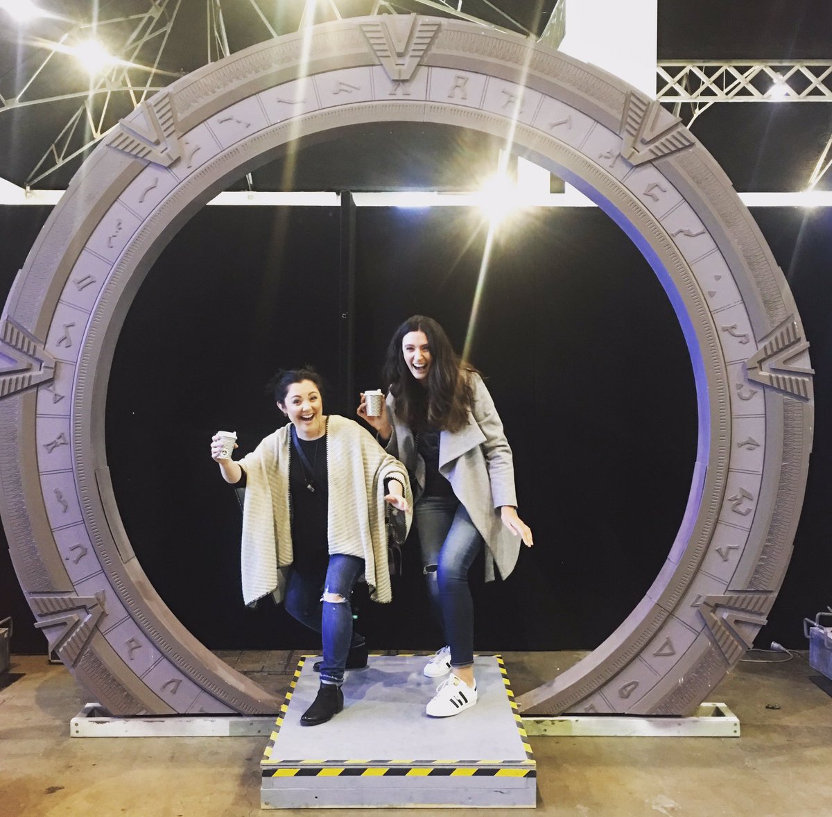 sarah_techie's tweet photo. Remember that time we popped through the portal for a latte? #imats2017 #stargate 😂 https://t.co/LnhpKpU756