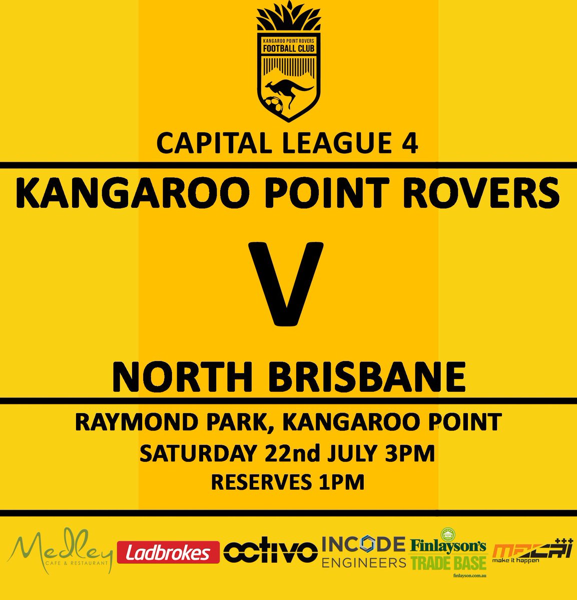 KPRoversFC's tweet photo. MATCH DAY | Massive game at Raymond Park today. 
⚽️ Captial League 4
🆚 North Brisbane
📍Raymond Park
🕐 1pm &amp; 3pm
💻 #KPRvNTH https://t.co/0Cr79ooJxq