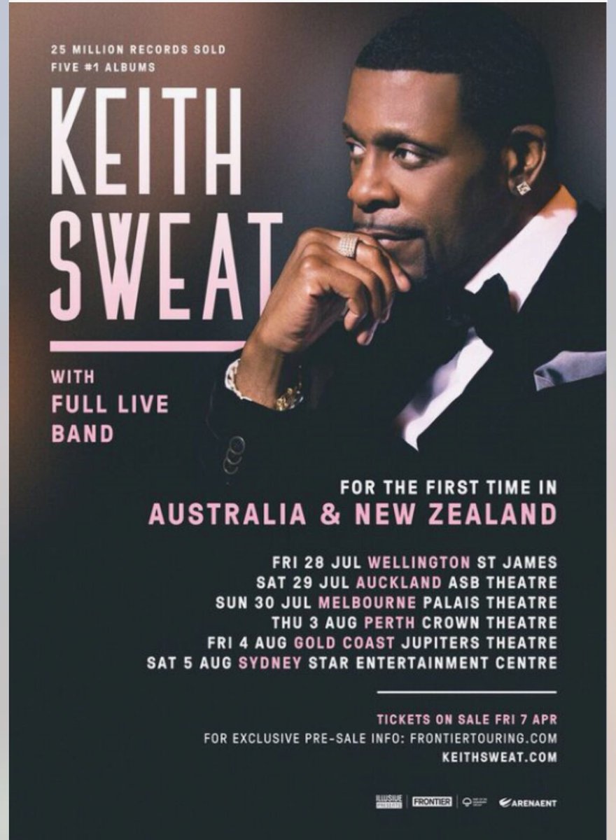 OGKeithSweat's tweet photo. Next week, I will be in Australia &amp; New Zealand 7/28-8/5. Tickets available at https://t.co/OHO9EGCcEp and on https://t.co/8AiwjwvHkd! https://t.co/OjI3BMqhSt