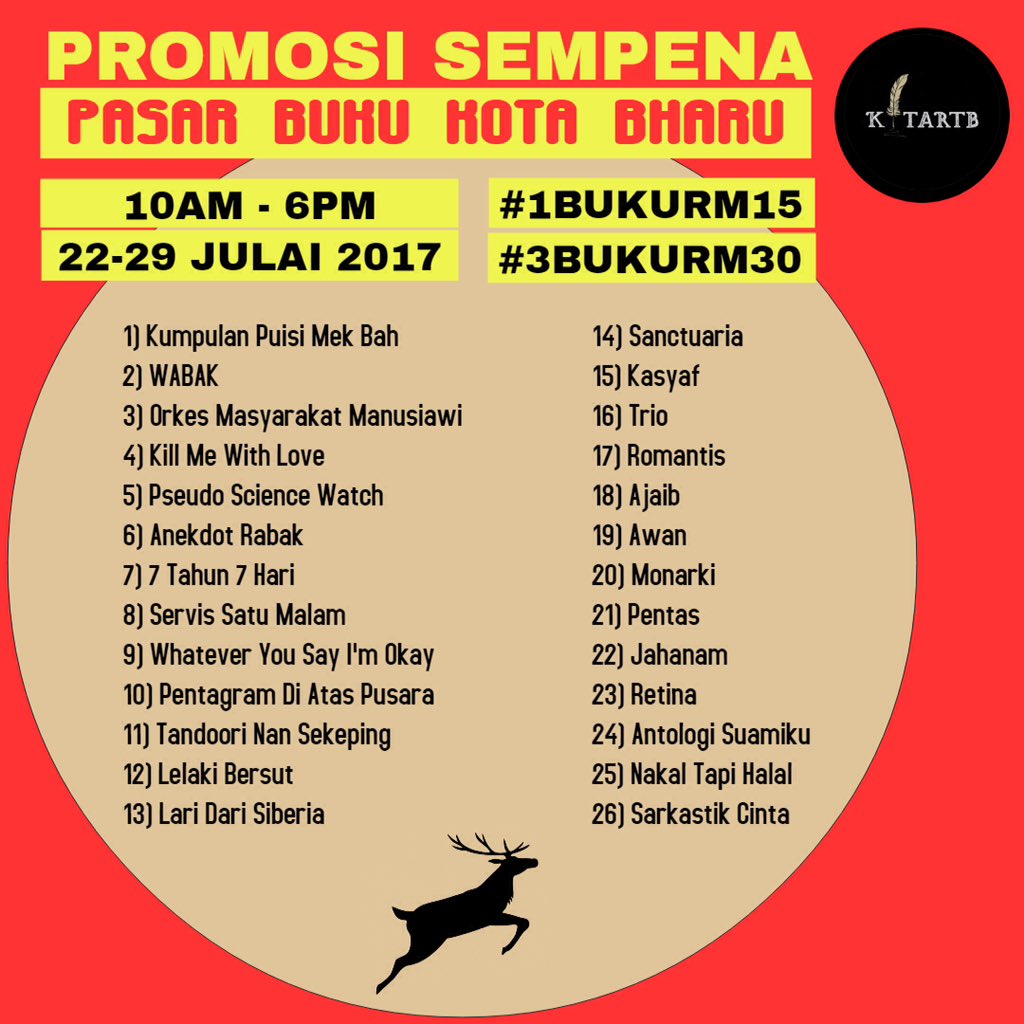 kitartb's tweet photo. Lebih kurang 50 judul buku di #kitartb mengalami pengurangan harga. Hanya sempena #PasarBukuKotaBharu https://t.co/bPnS7cYgeu