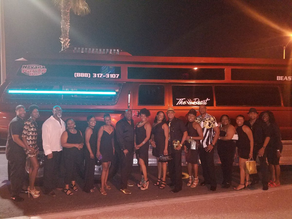 vegasallnite's tweet photo. VIP group celebrating in The BEAST. Call/Text 702.516.8852 for your experience! #LasVegas #Vegas #VIP #Limo #PartyBus #ClubHopper #Nightlife https://t.co/KozItkSckA