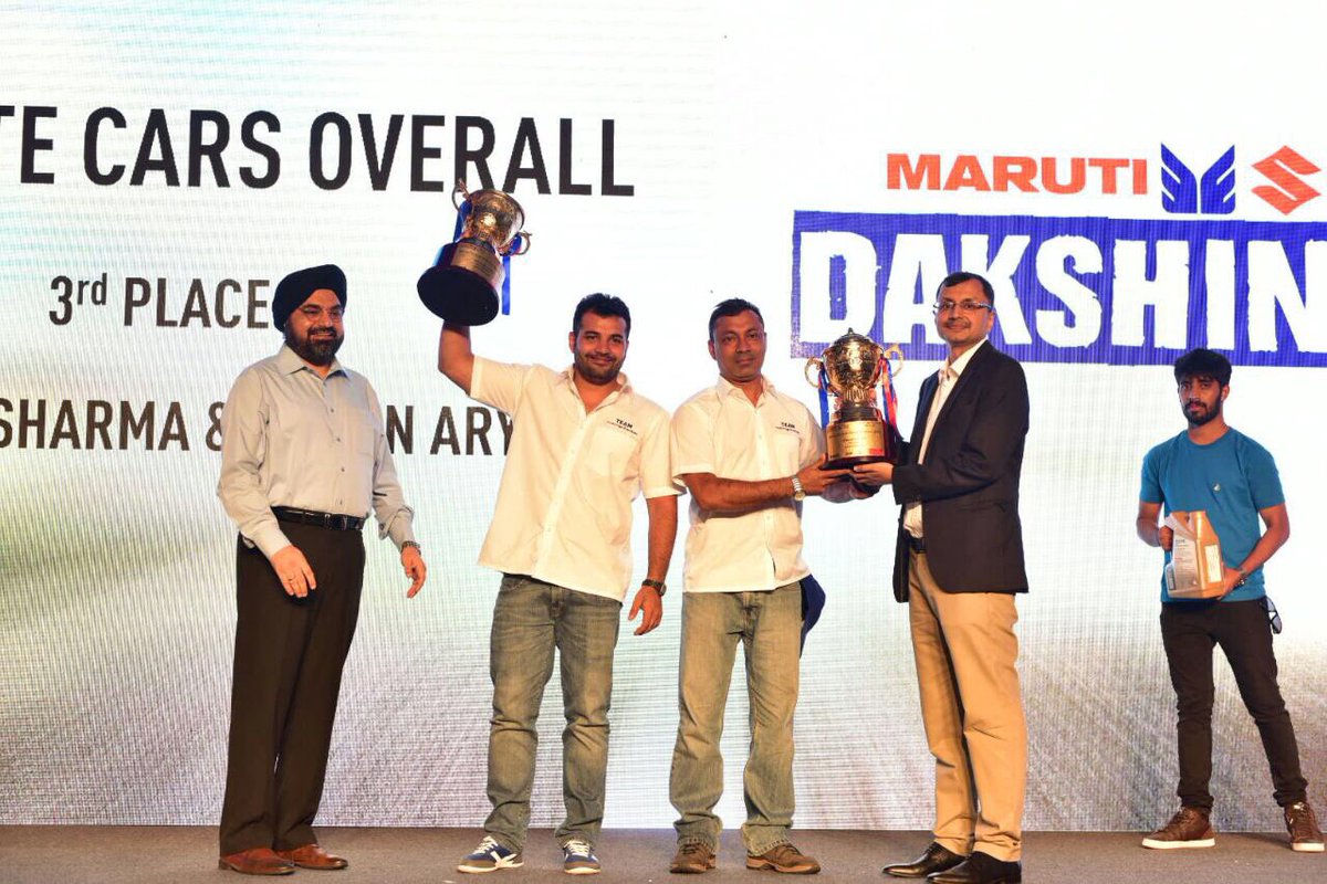 MS_motorsports's tweet photo. Team Maruti Suzuki at the prize distribution ceremony. #MSDakshinDare https://t.co/Bdor1itf7F