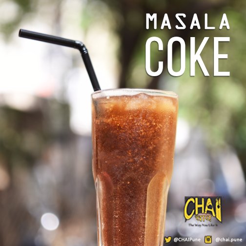 CHAIPune's tweet photo. Coke addict? Try some with masala at any of our CHAI outlets.
#MasalaCoke #CHAI #TheWayYouLikeIt #Beverages #Food #Pune https://t.co/zsekNJxMMV