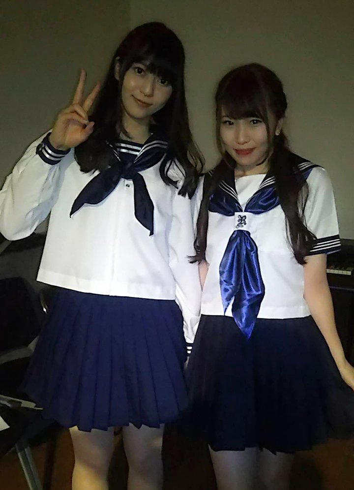 たまき アニ ゆめproject定例イベント第１部 セーラー服っていいよね と改めて思いました ステージ裏でリクエストした写真の数々 りさこが私と同じくらいニヤニヤしてるね 村井理沙子と水谷麻鈴 アニゆめ