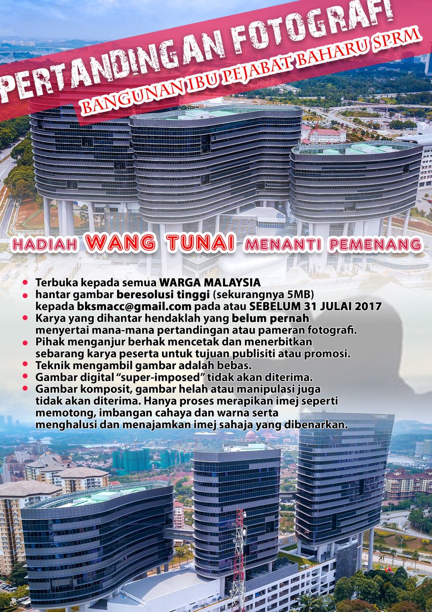 SPRMMalaysia's tweet photo. JOM Sertai #PertandinganFotografi
Bangunan Ibu Pejabat Baharu SPRM. Butiran seperti berikut: https://t.co/CDNX9YS6o5