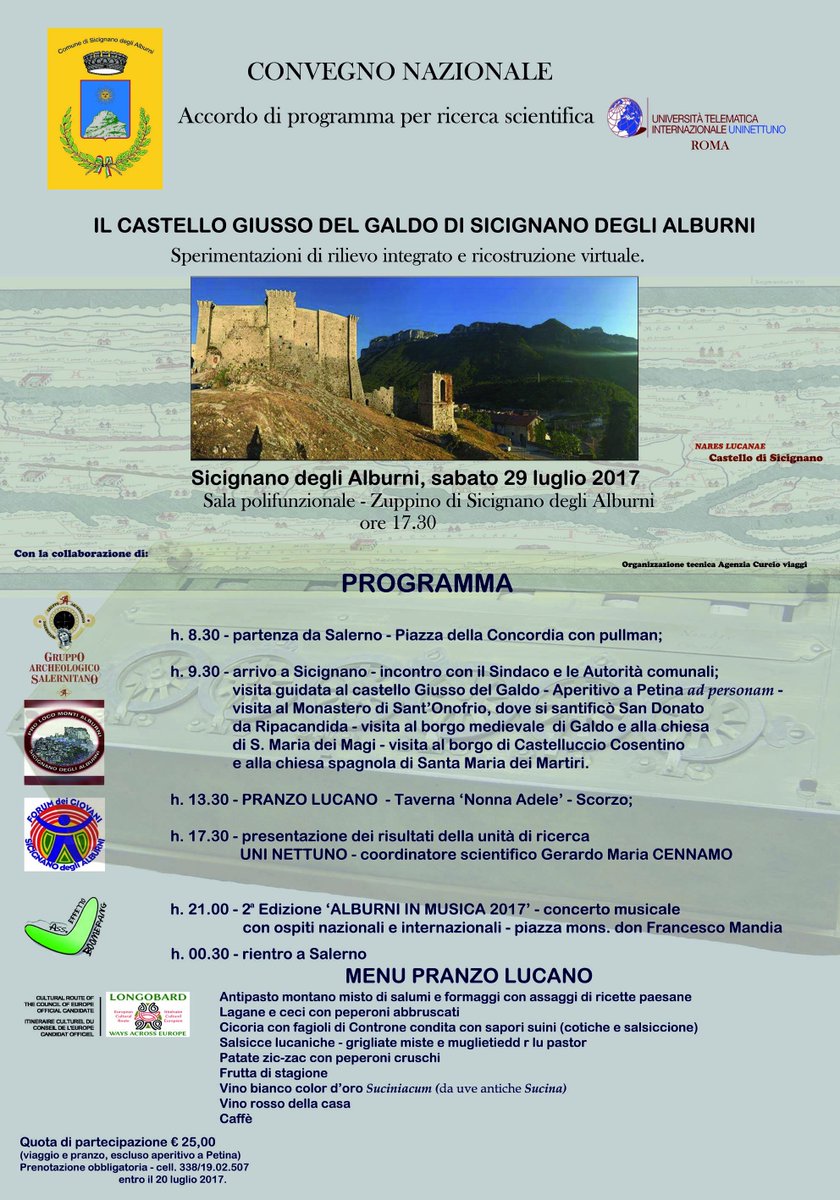 Titan_Felice's tweet photo. Giornata Culturale e musicale#sabato 29 luglio#@SicignanoComune degli Alburni#prenotazioni per intera giornata fino al 25 luglio# https://t.co/PczswRHlxG