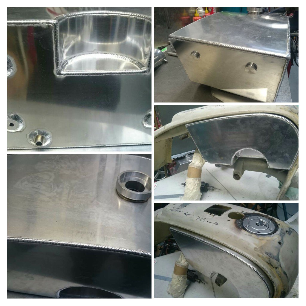 OilTek's tweet photo. A custom tank project, tge adaptor ring now welded in tank #lambretta #fueltank #custom #oiltek https://t.co/u5ZUFWDLMY