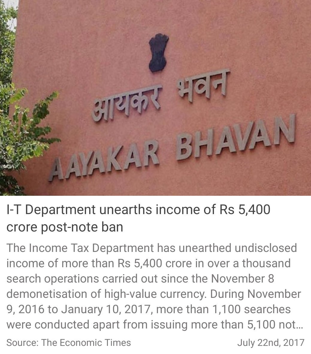 Lohia_Krishna_'s tweet photo. I-T Department unearths income of Rs 5,400 crore post-note ban
#newindia #3yearsofmodigoverment https://t.co/FrEL3xXrBW