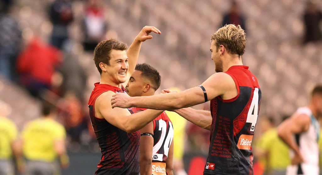 demonsupporters's tweet photo. Great work @WLudbey, capturing the two Jacks. Congratulations @jtren9 and @JackWatts4 for your 150th #AFLDeesPower #RaiseHell https://t.co/b0bTIbgb2T