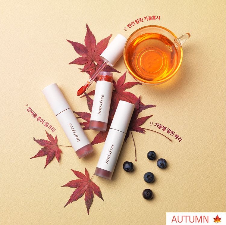 calledallyellow's tweet photo. ลิปสติกตัวใหม่ของ innisfree เป็นโทนสีแต่ละฤดูงี้ https://t.co/Cw0Iv8DIys