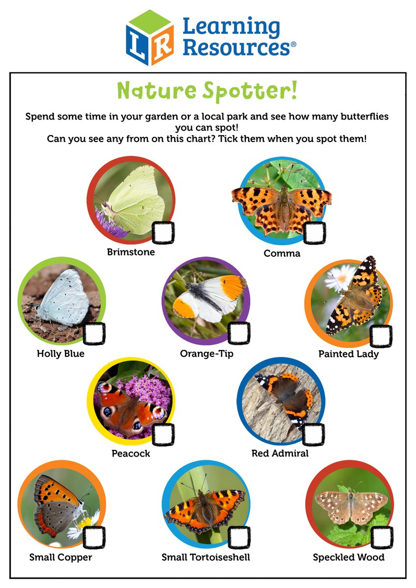 LRUK's tweet image. #KeepThemLearning in the garden this summer! Can your kids spot any of the butterflies on our free printable spotting chart? #LoveLearning