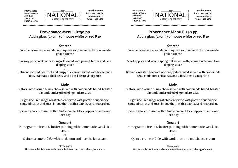 FoodBlogJHB's tweet photo. For only R250 per person, enjoy a 3 course meal at @TheNationalJHB. https://t.co/X2T51GCZIB https://t.co/obZzdIxp35