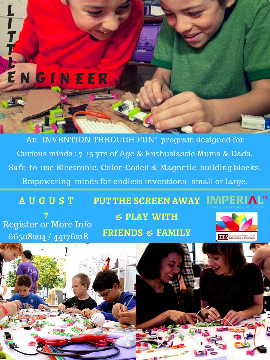 ImperialTc's tweet photo. LITTLE ENGINEER - A first of its kind INVENTION THROUGH FUN program
#Qatar #PutTheScreenAway #Inventions #summer #August #education #parents https://t.co/Ym8tYl1Z3r