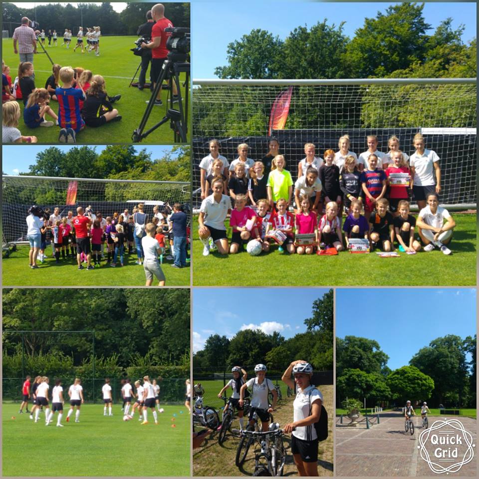 DeRuwenberg's tweet photo. Meet&amp;Greet tussen @DFB_Frauen en de meisjes van @RKVVSMG  in @gem_StmGestel Daarna fietsen en lunchen in hun (ons) hoofdkwartier  #weuro2017 https://t.co/uvZ2fdDOFT
