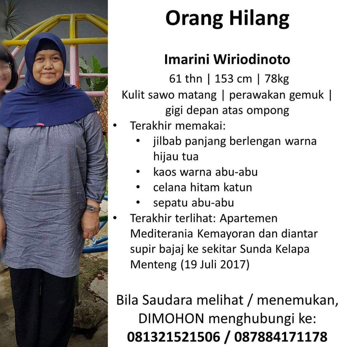 Guys, tolong bantu RT yah. Belum ketemu sampai sekarang. Terima kasih.