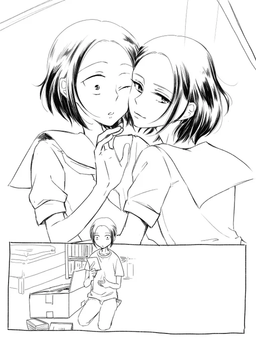 なんか数年後みたいな設定ののぞみと奏のらくがきまんが(ひとコマ目が描きたかっただけなのでオチは準備できなかった) 