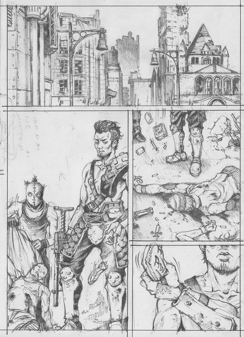 冒頭の世界観説明のためのページ。ゲームのキャプを資料にしてるんだけど,改めてfalloutの情報量にビビる。(いつもの倍以上時間が掛かる)今回トーン処理は最低限になる予感。はやくKL-E-0描きたい。#Fallout4 