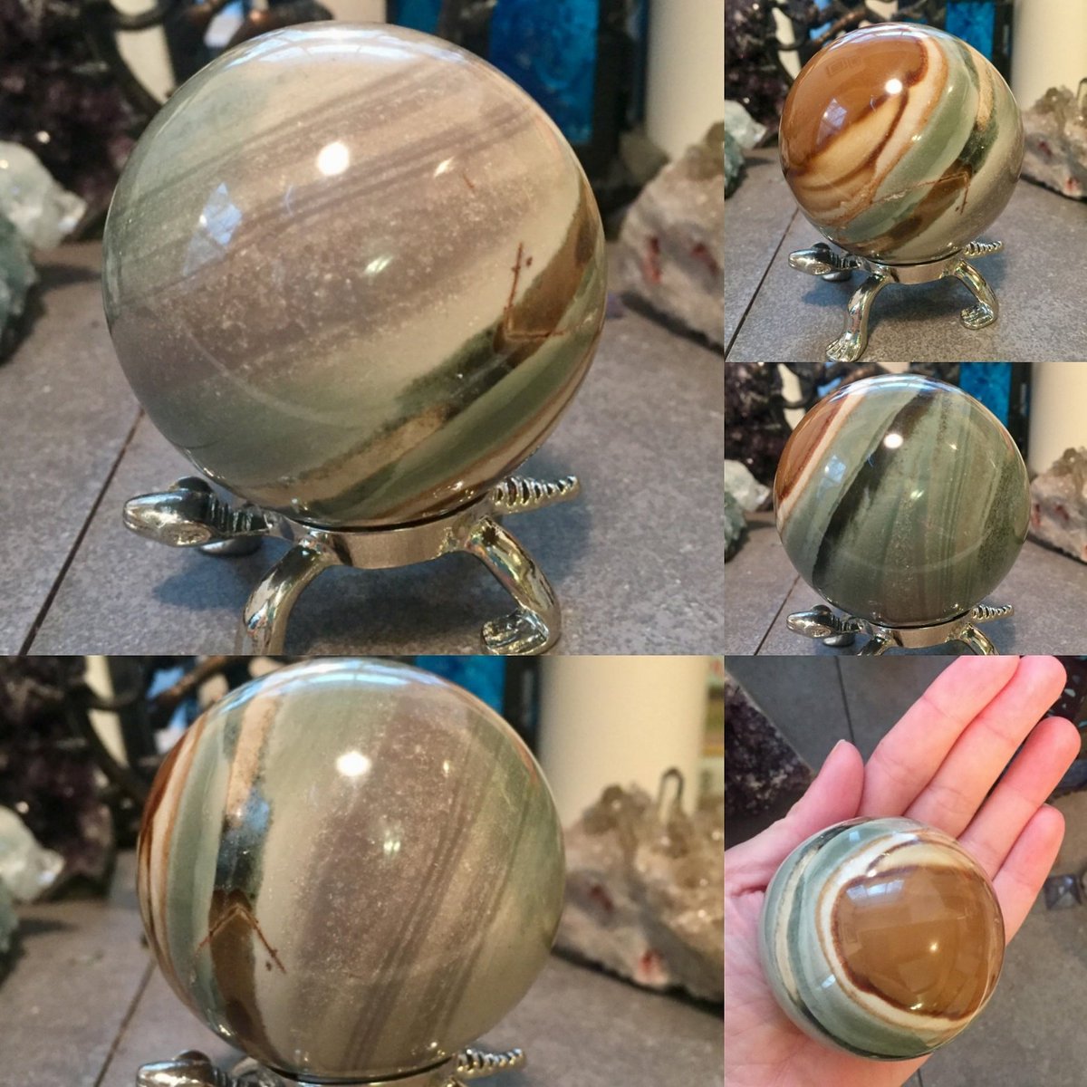 sunmoonandearth's tweet photo. Jasper sphere. [E170219] 🔮 😍 ✨#polychromejasper #jasper #sphere #jaspersphere #wow #sogorgeous #crystalshop #loveit #etsyshop #crystallove https://t.co/tsqWtL59E0