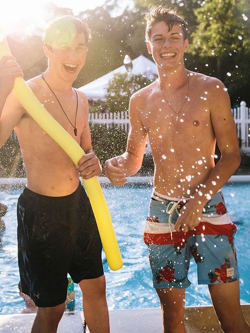 Just two daddies getting wet and having fun after