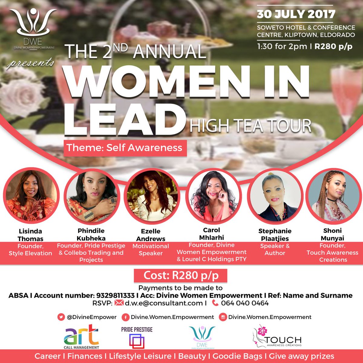 DivineEmpower's tweet photo. Ladies😊
#7MoredaysToGo💃💕
@DivineEmpower InvitesYou2 #2ndAnnualWomenInLeadHighTea🍩 
#29thJulyPTA
#30thJuly#Soweto
#BizExpoOpportunity
#RT https://t.co/F9aPcm1cYt
